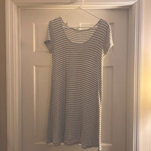 BOUTIQUE | Grey and White Stripe Dress